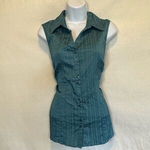 Croft‎ & Barrow Teal Blue Sleeveless Button Down Blouse Size M